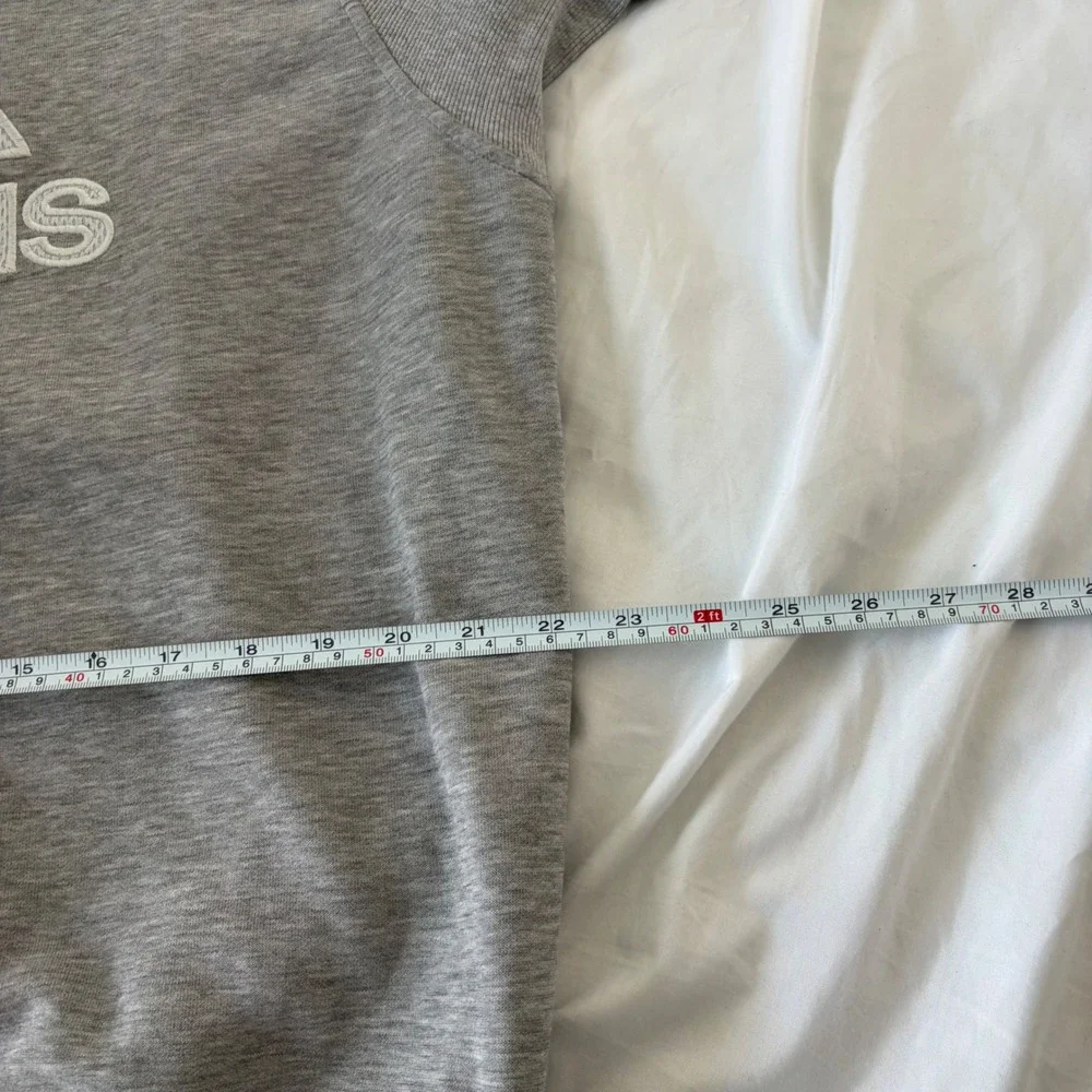 Adidas Mens Gray Embroidered Logo Raglan Sleeve Sweatshirt Large